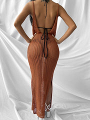 Samantha's Crochet Tunic Beach Dress with Slit Cover-up