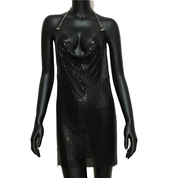 Vesper Metallic Sequin Mesh Mini Dress