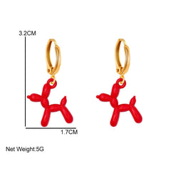 Cute Colorful Enamel Puppy Dog Hoop Earrings