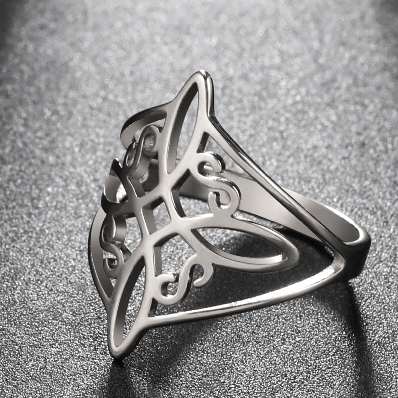 Witch Knot Stainless Steel Ring Wiccan Cross Celtics Knot Women Rings Witchcraft Good Luck Protection Amulet New Year 2023 Gifts Main image