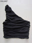 Oriana Ruched One-Shoulder Crop Top One-piece