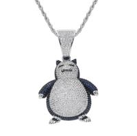 Men Hip Hop Fashion Full Rhinestone Bull Head Pendant Necklace Sparkling Ice Out Gold Plated Metal Necklace