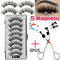 8PCS 5 Magnetic eyelashes with 4 pairs magnets magnetic lashes natural Mink eye lashes with tweezers