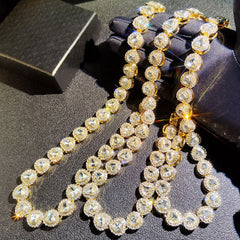 Iced Out Heart Shape Cuban Link Chain Necklace