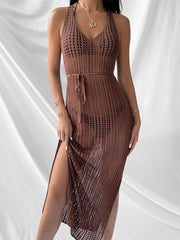Samantha's Crochet Tunic Beach Dress with Slit Cover-up