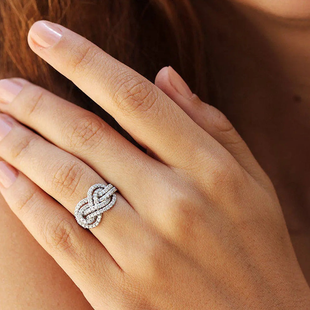 Ring Twist Infinite Shape Crystal Cubic Zirconia Rings Exquisite