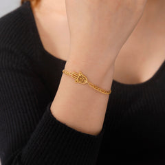 Skyrim Amulet Hamsa Hand of Fatima Bracelets on Hand Gold Color Women&#39;s Bracelet Stainless Steel Islamic Lucky Jewelry Gift 2023