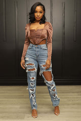 Olivia's Distressed Denim: Baggy and Beautiful