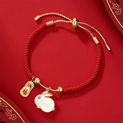 Chinese Style Lovely Rabbit Bracelet For Women Girl Festival High Value Gift Tiger Stone Link Chain Bracelet Jewelry Accessories