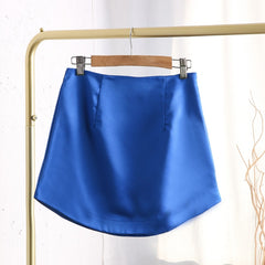 Slim Chic Elegant Women Mini Skirts Green Satin High Street Solid Side Zipper Sexy Bodycon Skirt Faldas Mujer