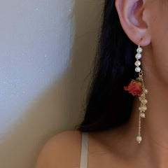Immortal Flower Pearl Necklaces Bracelet Earrings Set
