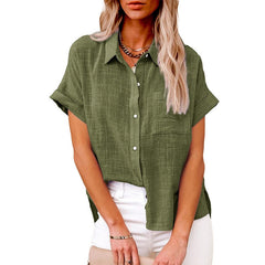 Button Lapel Cardigan Top Loose Long Sleeve Oversized Blouse