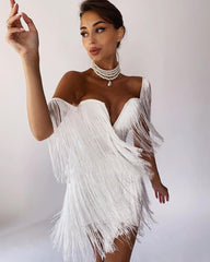 Sexy V Neck Off Shoulder Mini Dress