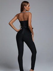 Top Quality 2022 New Summer Ladies Sexy Off the Shoulder Bodycon Jumpsuit Rayon Bandage Fashion Belt Evening Party Jumpsuit