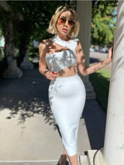 Women Summer Sexy Hollow Out Brown Midi Knee Length Bodycon Bandage Dress 2022 Designer Elegant Evening Party Dress Vestido