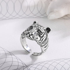 Vintage Tiger Open Cuff Rings