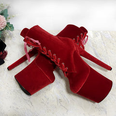 Lace Up Platform Ankle Boots Sexy Fetish Exotic Pole Dance Shoes Nightclub Stripper Heels