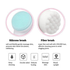 3D Bilateral Soft Bristles Silicone Double-Sided Face Brush