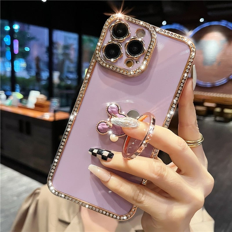 Bling 3D Crystal Holder stander Phone Case For iphone