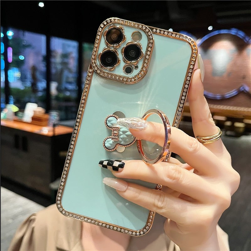 Bling 3D Crystal Holder stander Phone Case For iphone
