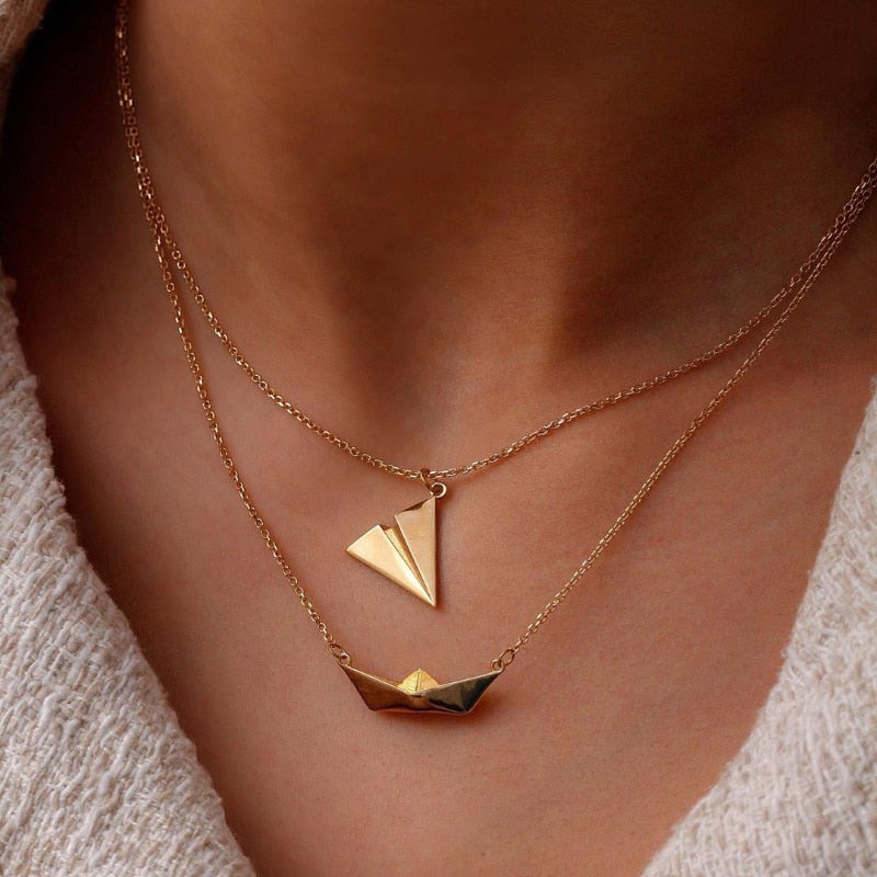 Vela Origami Boat & Airplane Pendant Necklace Main image