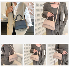 Solid Pu Leather Shoulder Handbags Top Handle Casual Crossbody Bags