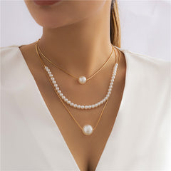 Vintage Baroque Pearl Heart OT Buckle Pendant Necklace