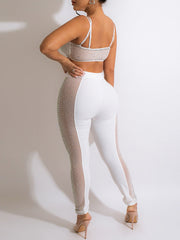 Sexy see through black rhinestone bodysuit jumpsuit women 2022 backless bodycon mesh rompers womens jumpsuits party club outfits