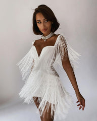Sexy V Neck Off Shoulder Mini Dress