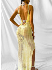 Samantha's Crochet Tunic Beach Dress with Slit Cover-up