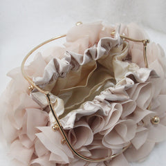 Graceful Lily: Satin Floral Bride Party Evening Clutch Bag