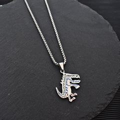 Vintage Metal Dinosaur Pendant Necklace