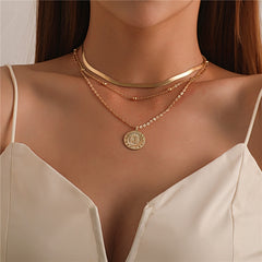 Simple Crystal Geometric Gold Color Pendant Necklace Set for Women Charms Fashion Square Rhinestone Female Vintage Jewelry 2022