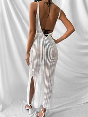 Samantha's Crochet Tunic Beach Dress with Slit Cover-up