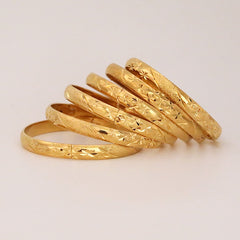 8MM 6Pcs/Lot Dubai Gold Bangles for Women Men 24k Color Ethiopian Bracelets African Jewelry Saudi Arabic Wedding Bride Gift