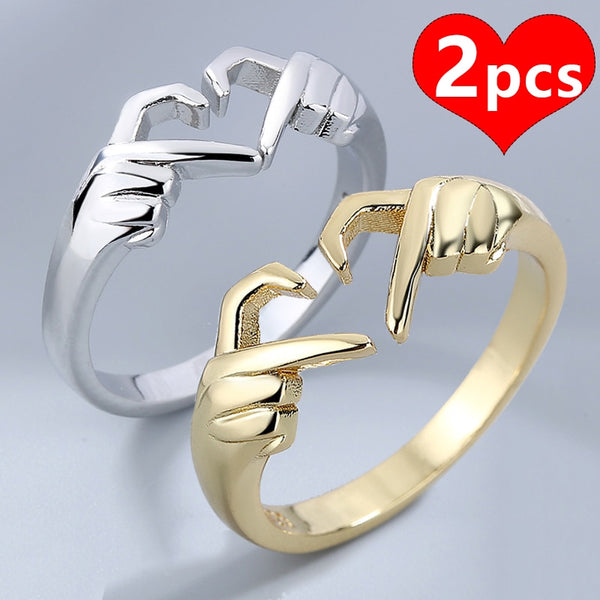 Amelia's Love Connection: Romantic Heart Double Gesture Rings
