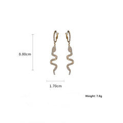 Long Tassel Rhinestone Drop Earrings - Snake Shape Crystal Dangle Earrings