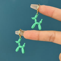 Cute Colorful Enamel Puppy Dog Hoop Earrings