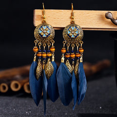 Dream Catcher Boho Feather Earrings Vintage Ethnic Statement Hanging Bohemian Long Tassel Earrings Women Lady 2022 Trend Jewelry