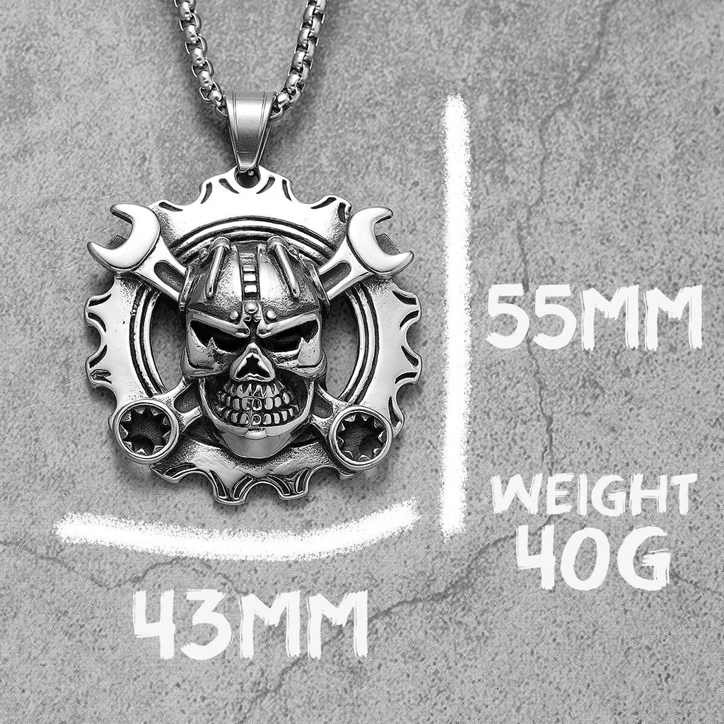 Axelle Gear Skull Stainless Steel Necklace