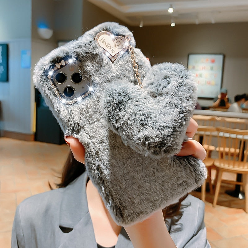 Amorette Plush Heart Pendant iPhone Case