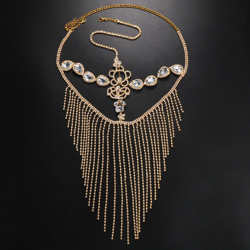 Belladonna Rhinestone Chain Veil Mask