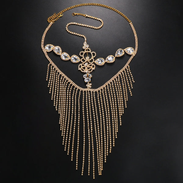 Belladonna Rhinestone Chain Veil Mask