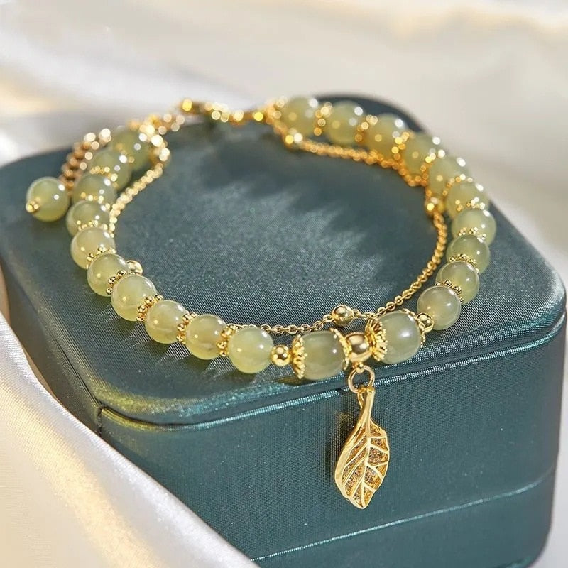 Jade Bracelet Leaves Double Layer Main image