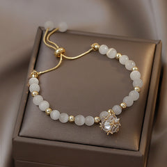 CARLIDANA Trendy High Quality Niche Design Gold Color Opal Bracelet for Women Jewelry Gift Ajustable Non Tarnish,Non Allergic