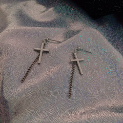 Hip Hop Korean Fashion Cross Earrings For Women Grunge Cross Ear Earrings серьги кресты Skeleton Crochet Punk Earrings Wholesale