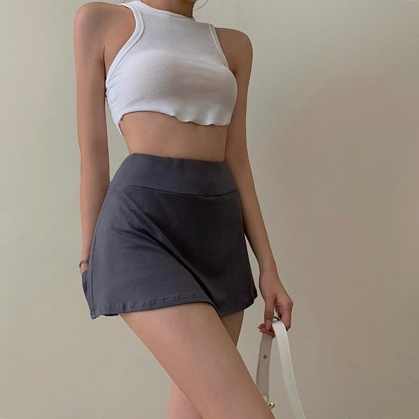 Serena High-Waist Split Tennis Mini Skirt One-piece