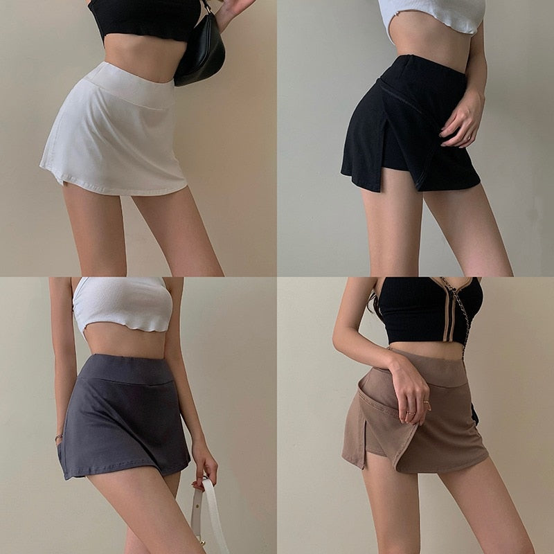 Serena High-Waist Split Tennis Mini Skirt One-piece