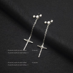 Hip Hop Korean Fashion Cross Earrings For Women Grunge Cross Ear Earrings серьги кресты Skeleton Crochet Punk Earrings Wholesale