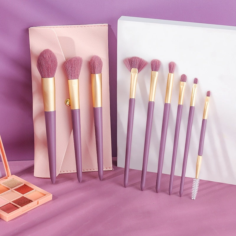 Purple/Crystal Makeup Brushes Set